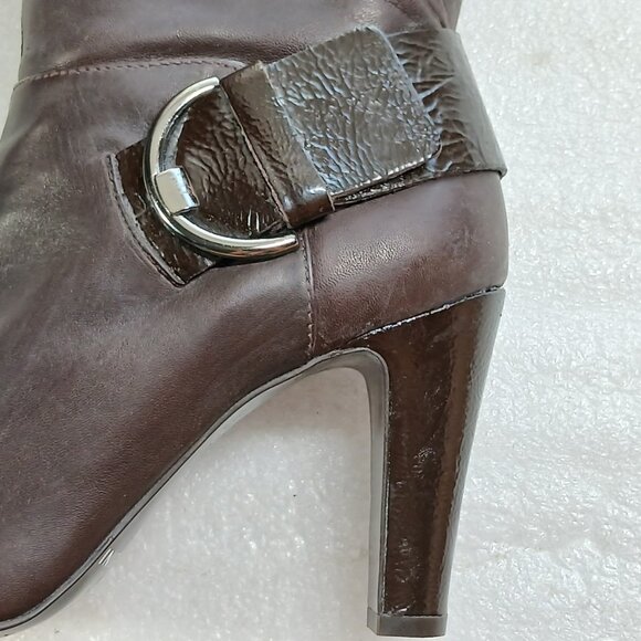 Gianni Bini Dark Brown Leather Knee High Stiletto Boots Women's 8 18¾" Shaft VG - Picture 8 of 15